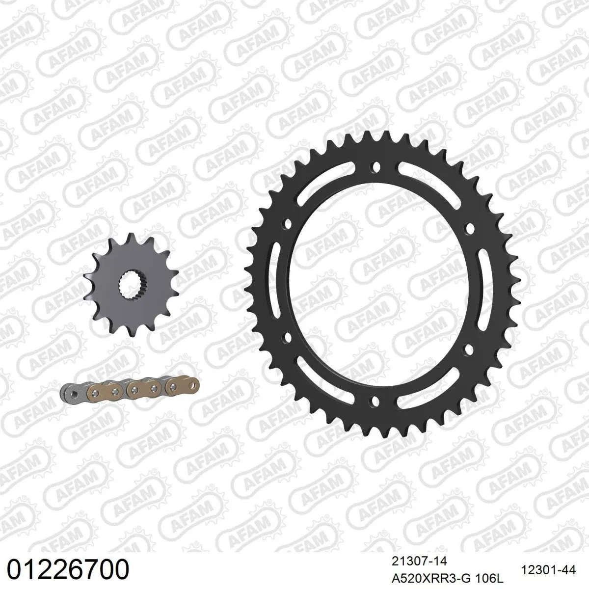 Kit chaine 520 AFAM - Couronne acier - Type de chaine au choix - YAMAHA TT 250 R 1993-1999