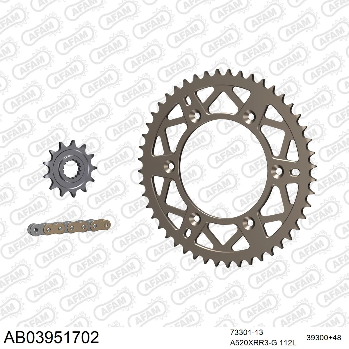 Kit chaine 520 AFAM - Couronne alu anti-boue - Type de chaine au choix - BETA 450 RR 2013-2014