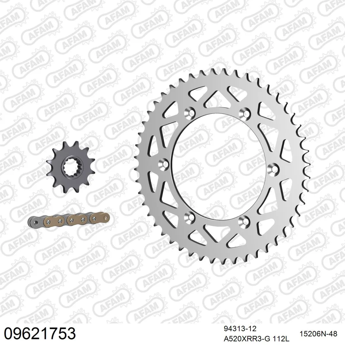 Kit chaine 520 AFAM - Couronne alu anti-boue - Type de chaine au choix - GAS GAS EC 200 ER 2014-2017