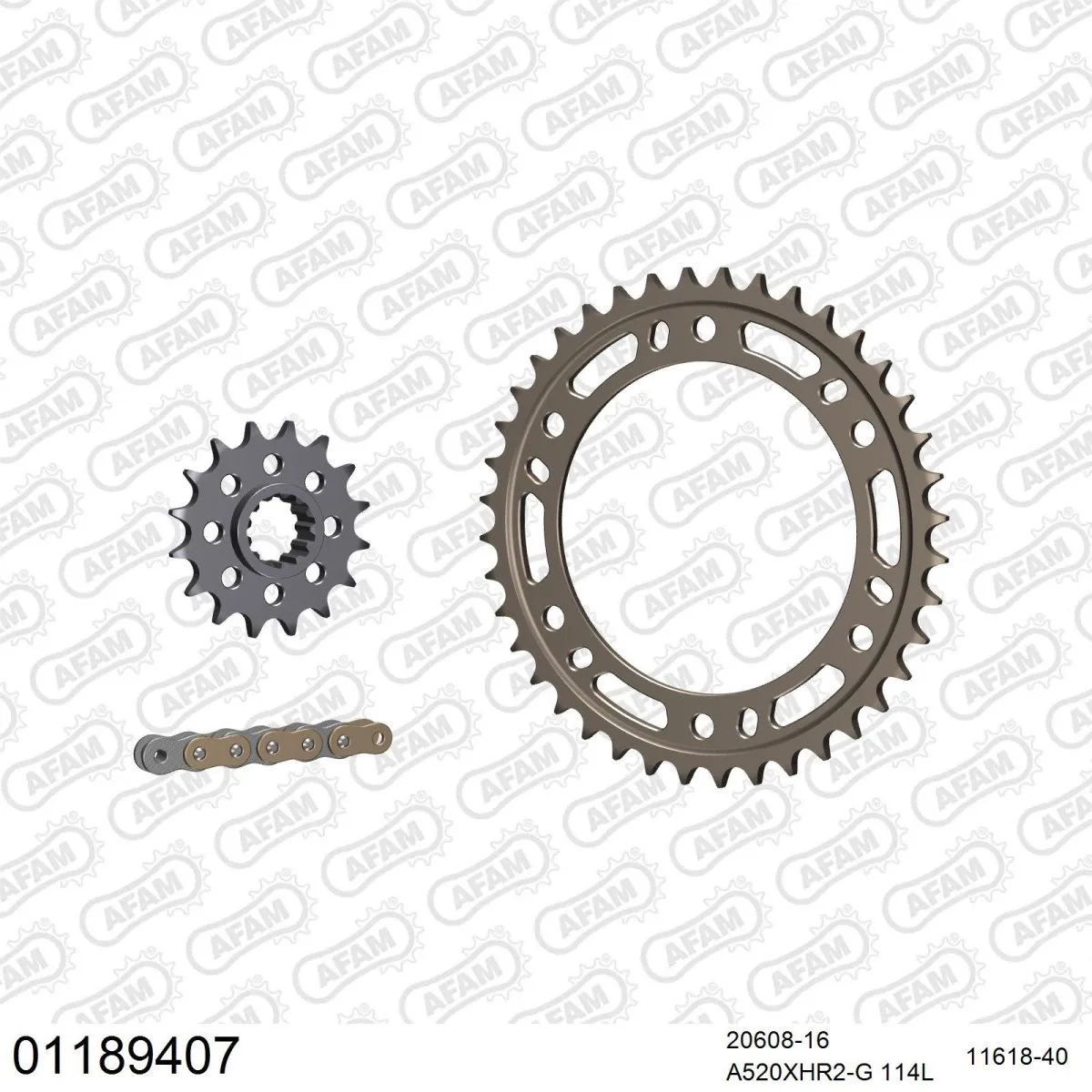 Kit chaine 520 AFAM - Couronne alu anti-boue - Type de chaine au choix - HONDA CBR 1000 RR RACING 2004-2005