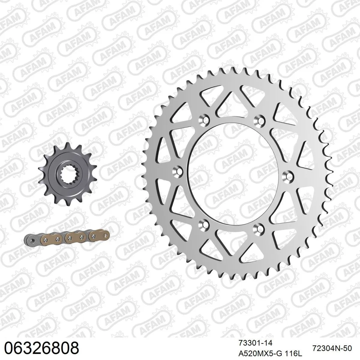 Kit chaine 520 AFAM - Couronne alu anti-boue - Type de chaine au choix - HUSQVARNA TC 250 2017-2020