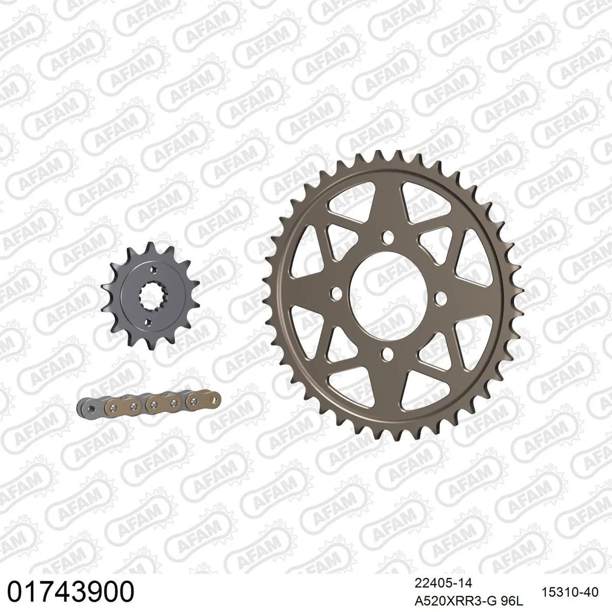 Kit chaine 520 AFAM - Couronne alu anti-boue - Type de chaine au choix - KAWA KFX 400 2003-2006