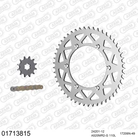 Kit chaine 520 AFAM - Couronne alu anti-boue - Type de chaine au choix - KAWASAKI KX 125 2000-2002