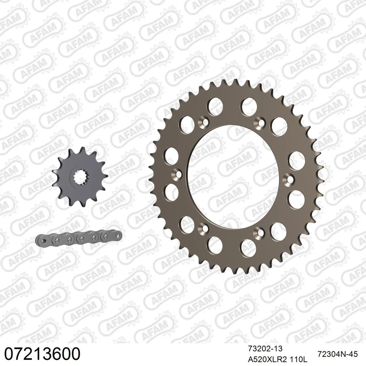 Kit chaine 520 AFAM - Couronne alu anti-boue - Type de chaine au choix - KTM 125 LC2 1996-1998