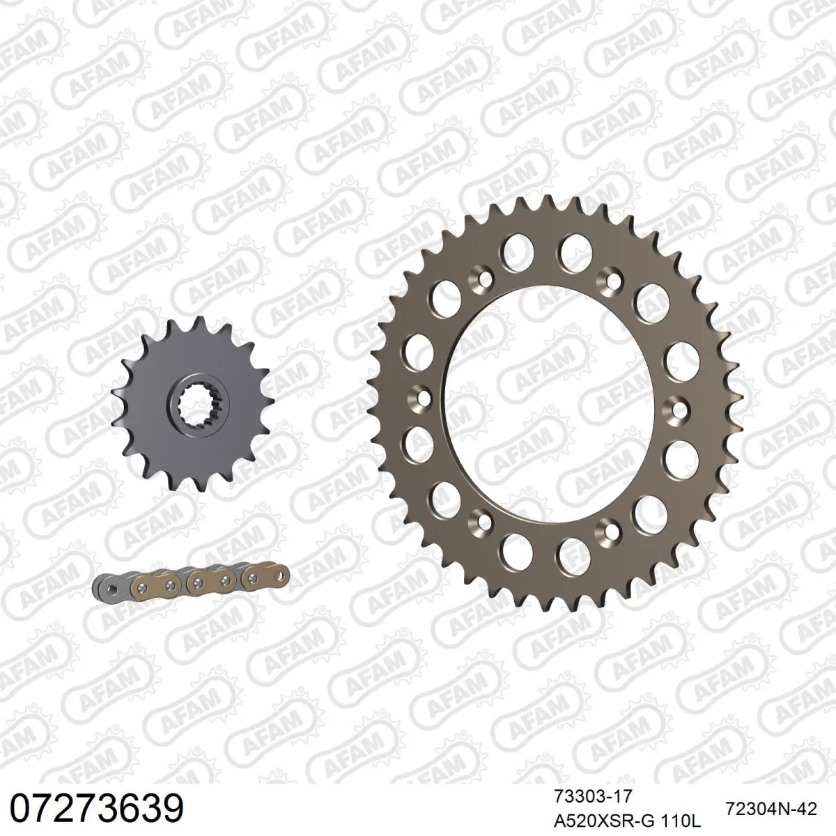 Kit chaine 520 AFAM - Couronne alu anti-boue - Type de chaine au choix - KTM 640 SUPERMOTO 2000-2006