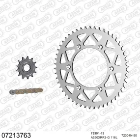 Kit chaine 520 AFAM - Couronne alu anti-boue - Type de chaine au choix - KTM EXC 125 1999-2016