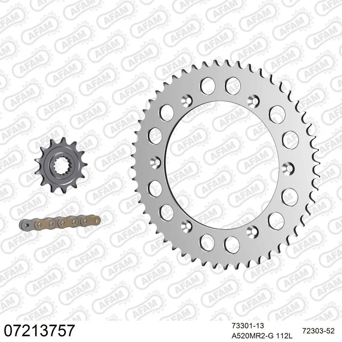 Kit chaine 520 AFAM - Couronne alu anti-boue - Type de chaine au choix - KTM GS 125 XC 1986