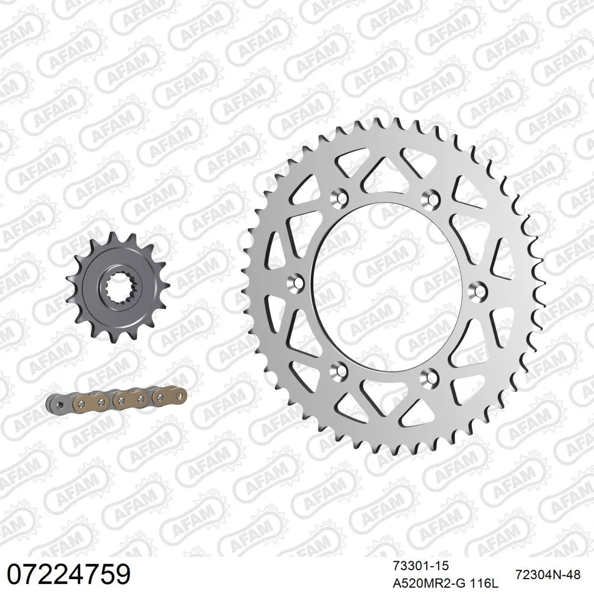 Kit chaine 520 AFAM - Couronne alu anti-boue - Type de chaine au choix - KTM GS 250 1991