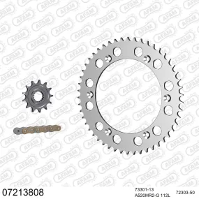Kit chaine 520 AFAM - Couronne alu anti-boue - Type de chaine au choix - KTM MX 125 1987-1990