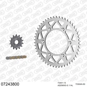 Kit chaine 520 AFAM - Couronne alu anti-boue - Type de chaine au choix - KTM SX 400 RACING 2000-2002