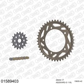 Kit chaine 520 AFAM - Couronne alu anti-boue - Type de chaine au choix - SUZUKI GSX-R 1000 RACING 2001-2006