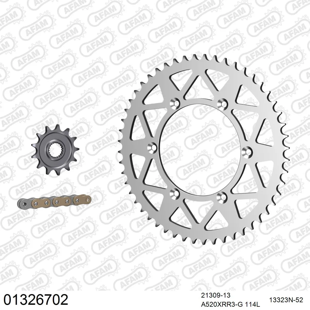 Kit chaine 520 AFAM - Couronne alu anti-boue - Type de chaine au choix - YAMAHA WR 250 F 2001-2006
