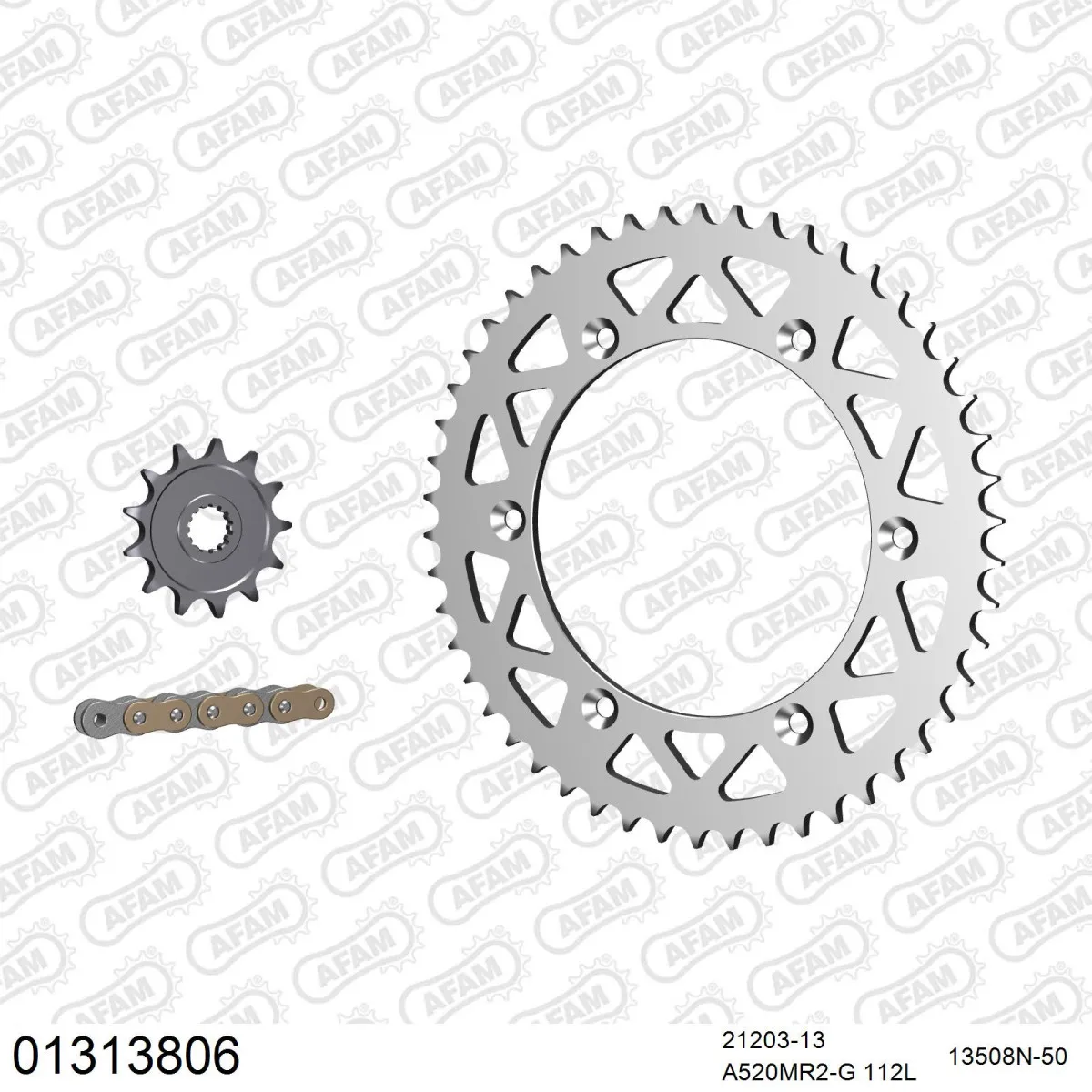 Kit chaine 520 AFAM - Couronne alu anti-boue - Type de chaine au choix - YAMAHA YZ 125 1987