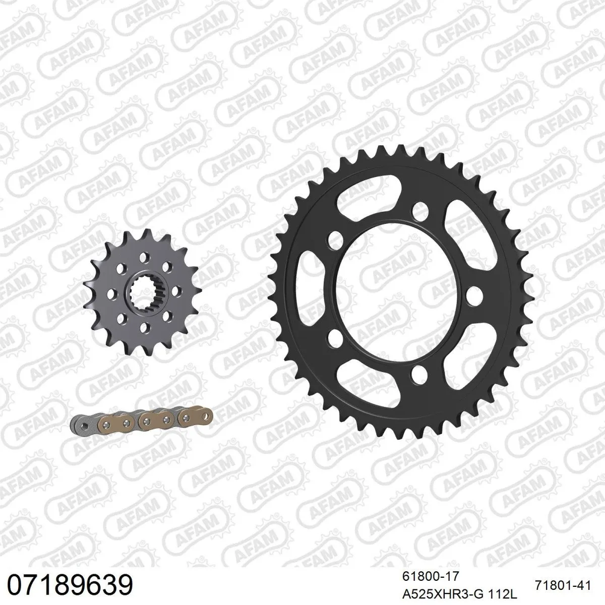 Kit chaine 525 AFAM - Couronne acier - Type de chaine au choix - KTM 990 SMR 2008-2013