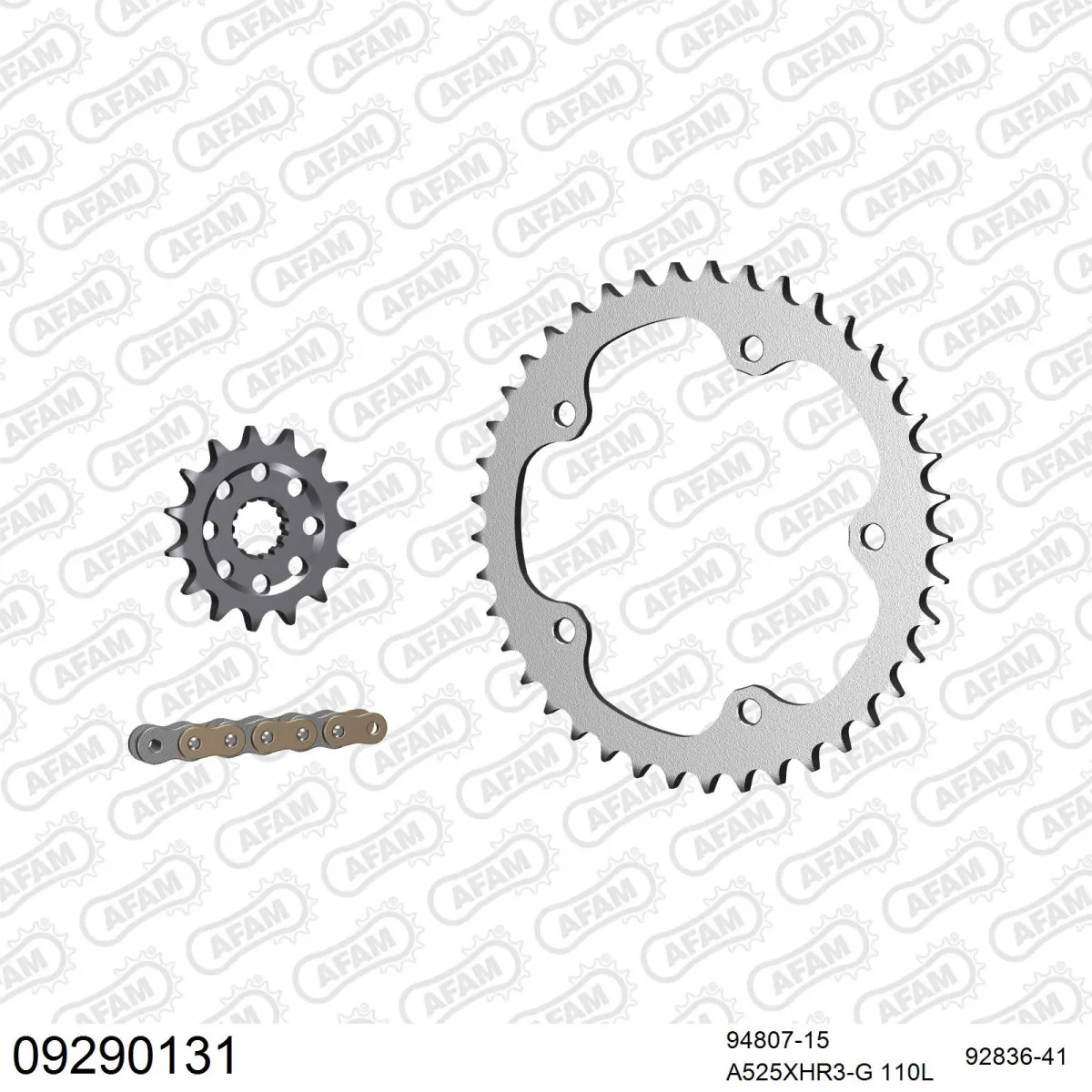 Kit chaine 525 AFAM - Couronne acier - Type de chaine au choix - MV AGUSTA 1090 RR BRUTALE 2010-2011