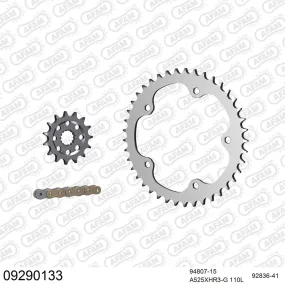 Kit chaine 525 AFAM - Couronne acier - Type de chaine au choix - MV AGUSTA BRUTALE 1090 R 2012-2015