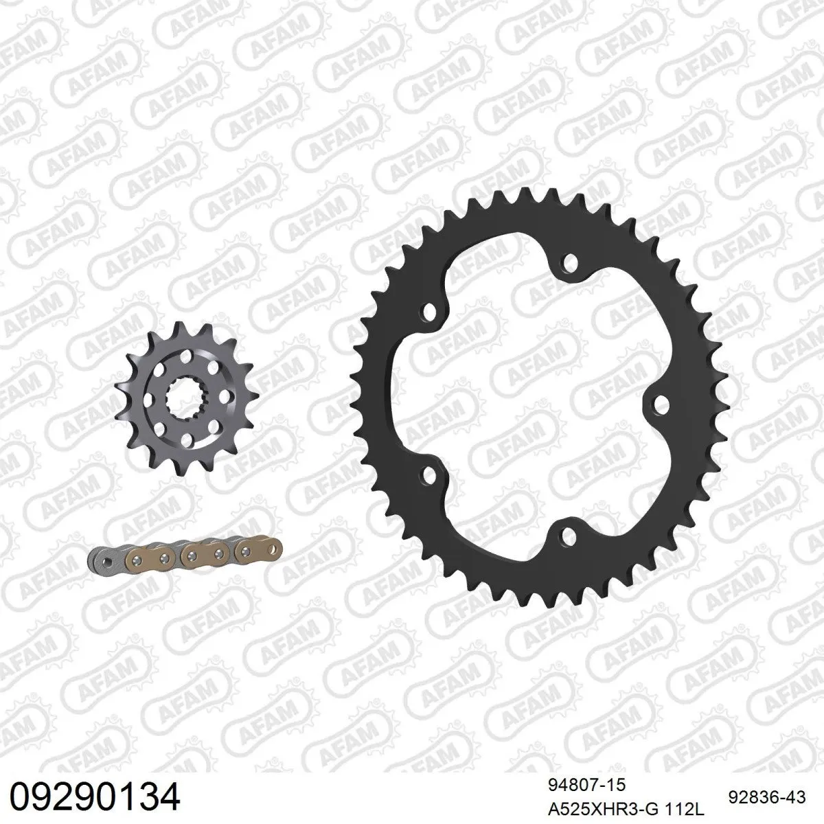 Kit chaine 525 AFAM - Couronne acier - Type de chaine au choix - MV AGUSTA BRUTALE 1090 RR 2012-2016