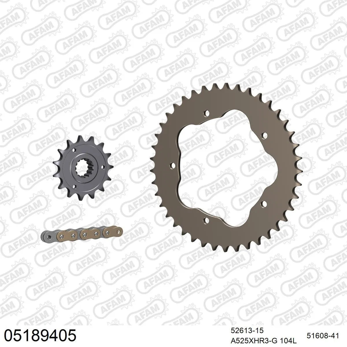 Kit chaine 525 AFAM - Couronne alu anti-boue - Type de chaine au choix - DUCATI 1000 MONSTER S2R 2007-2008