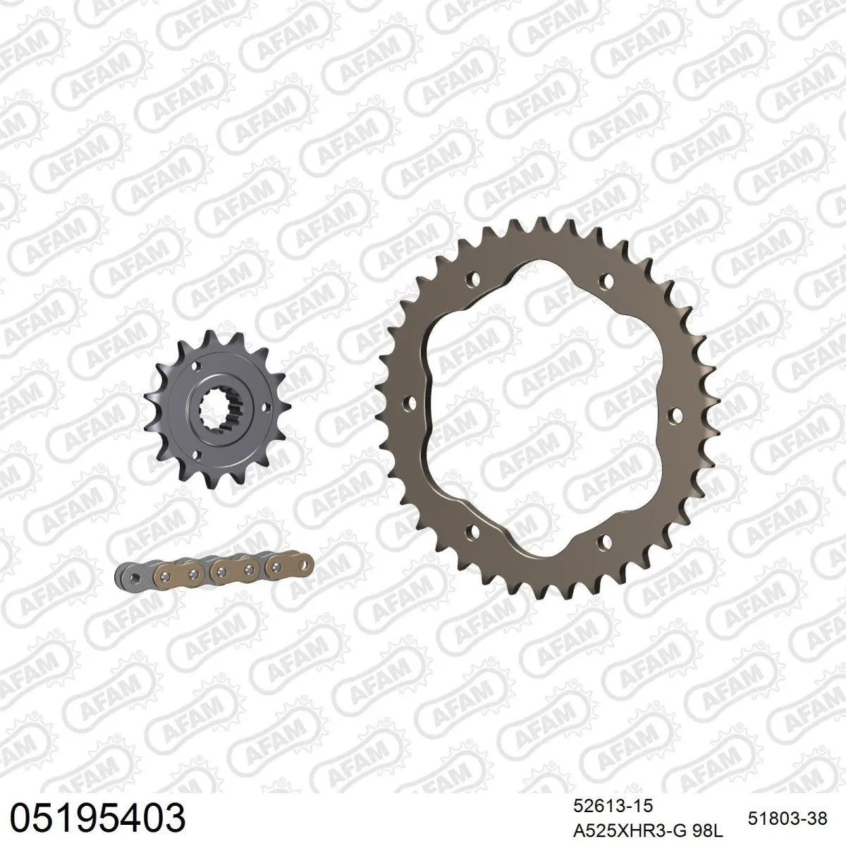 Kit chaine 525 AFAM - Couronne alu anti-boue - Type de chaine au choix - DUCATI 1198 2009-2011