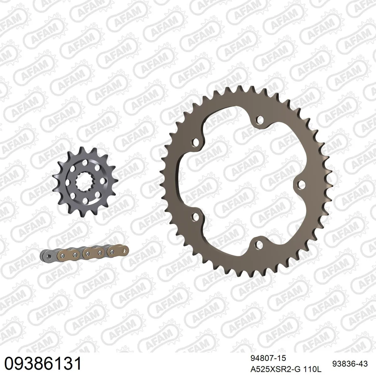 Kit chaine 525 AFAM - Couronne alu anti-boue - Type de chaine au choix - MV AGUSTA 910 BRUTALE 2005-2008