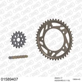 Kit chaine 525 AFAM - Couronne alu anti-boue - Type de chaine au choix - SUZUKI 1000 GSXR 2007-2008