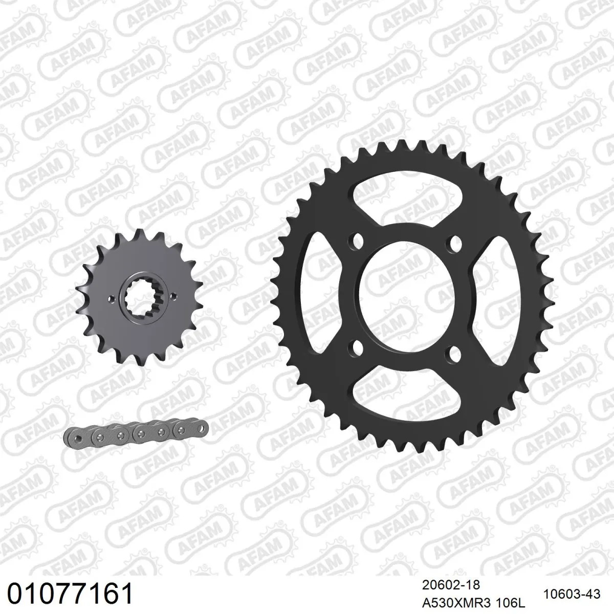 Kit chaine 530 AFAM - Couronne acier - Type de chaine au choix - HONDA CB 750 C CUSTOM 1980
