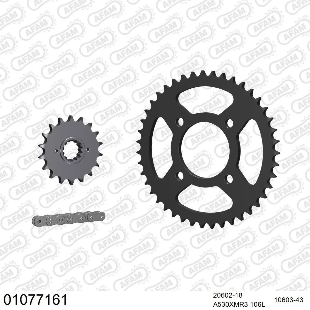 Kit chaine 530 AFAM - Couronne acier - Type de chaine au choix - HONDA CB 750 C CUSTOM 1980