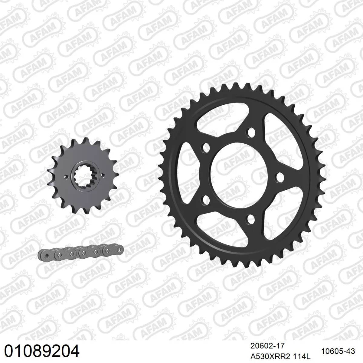 Kit chaine 530 AFAM - Couronne acier - Type de chaine au choix - HONDA VF 1000 F 1985-1986