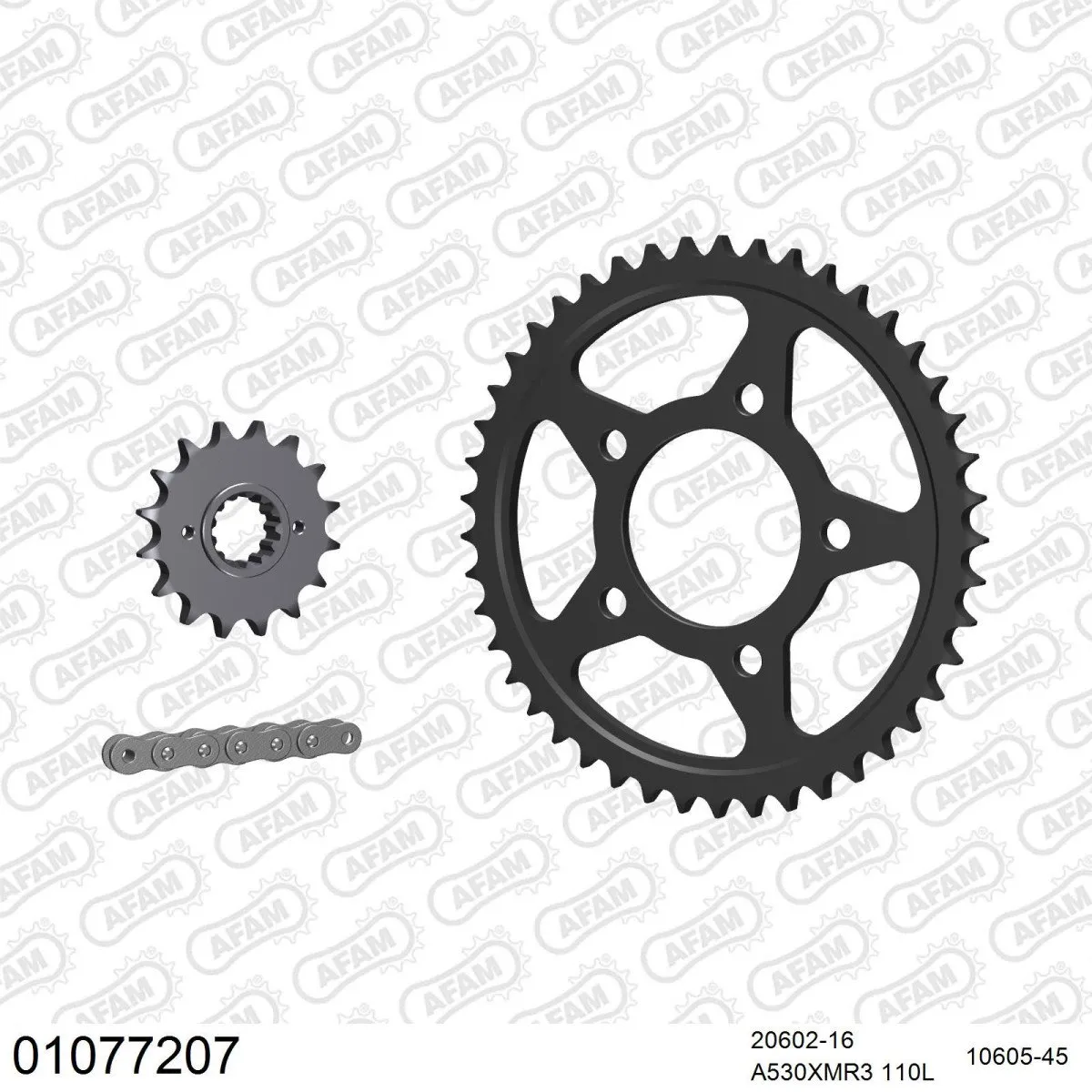 Kit chaine 530 AFAM - Couronne acier - Type de chaine au choix - HONDA VFR 750 F 1986-1987
