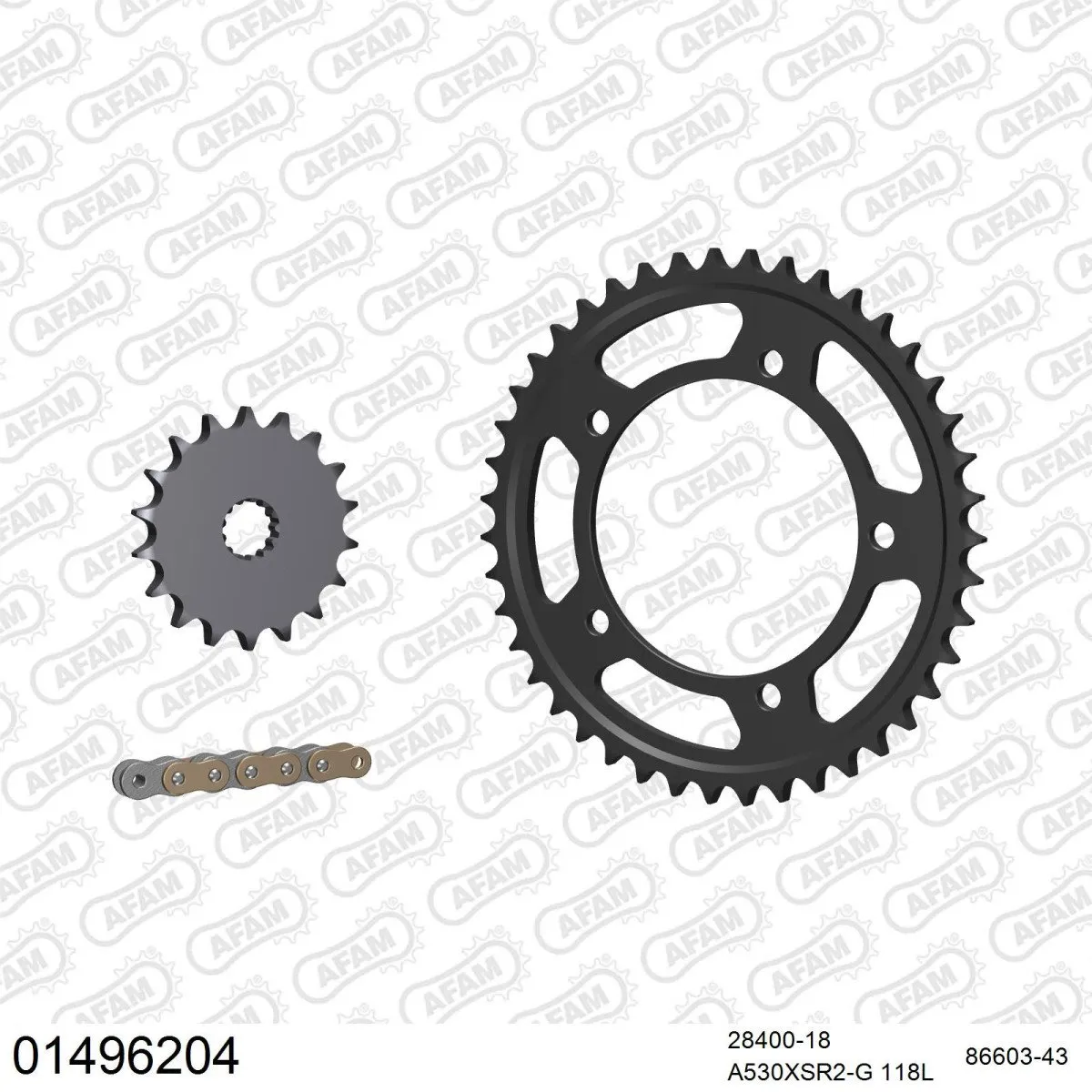 Kit chaine 530 AFAM - Couronne acier - Type de chaine au choix - SUZUKI GSX 1250 F ABS 2010-2016