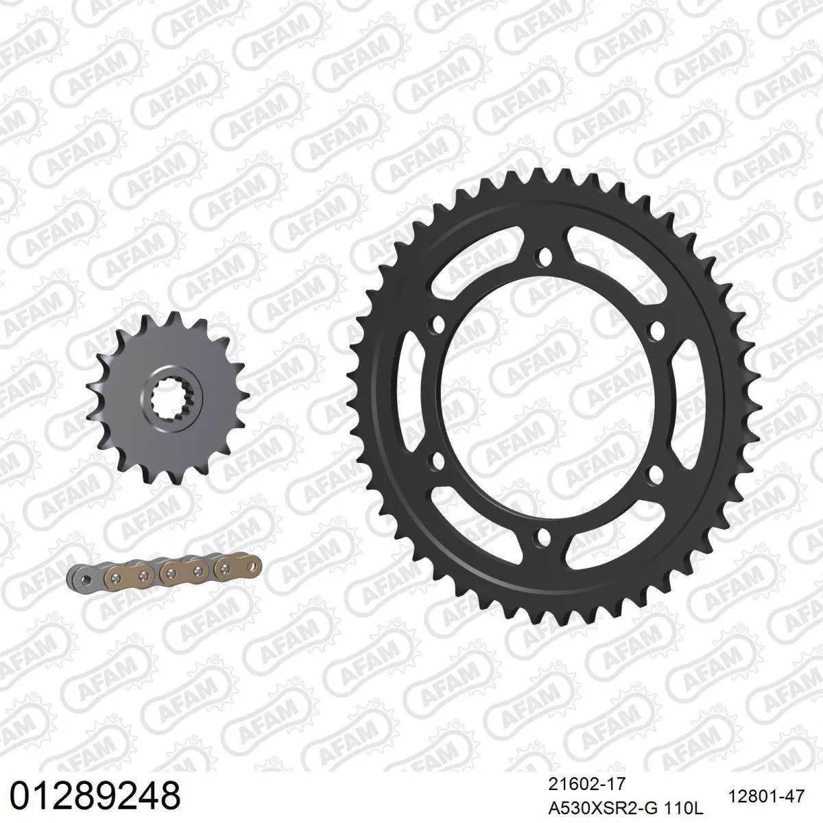 Kit chaine 530 AFAM - Couronne acier - Type de chaine au choix - YAMAHA YZF 1000 R THUNDERACE 1998-2001