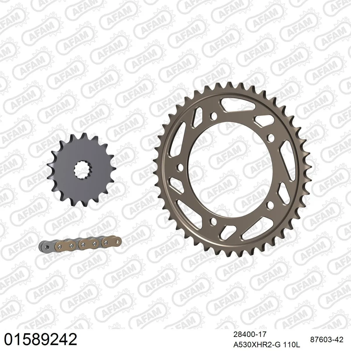 Kit chaine 530 AFAM - Couronne alu anti-boue - Type de chaine au choix - SUZUKI GSXR 1000 2001-2006