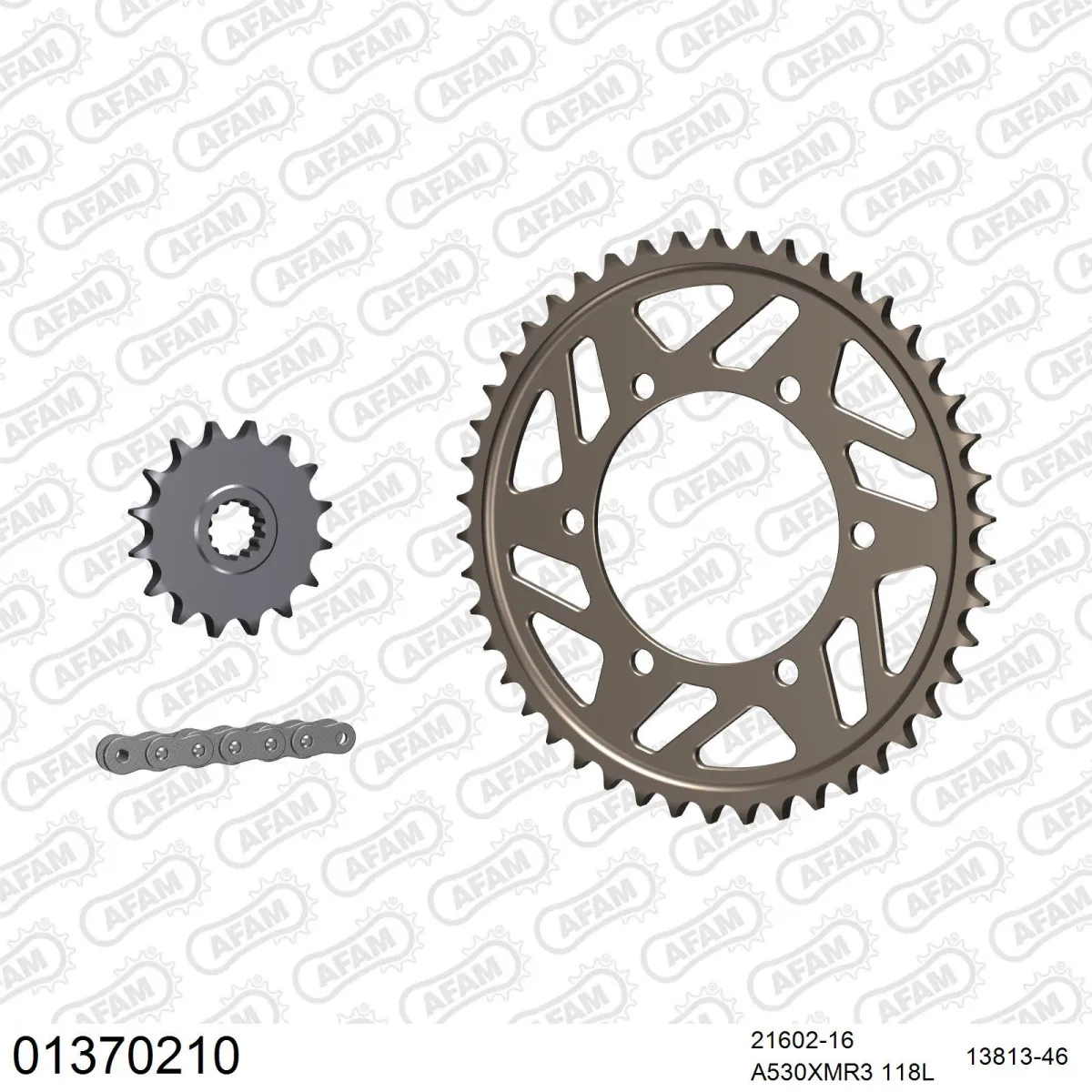 Kit chaine 530 AFAM - Couronne alu - Type de chaine au choix - YAMAHA FZ 6 S2 FAZER 2007-2009