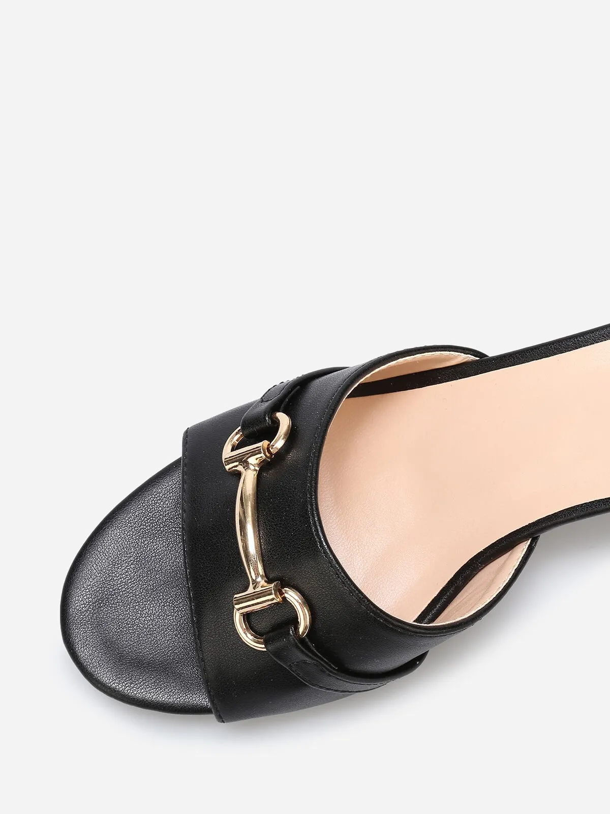 Mules à talon et détail boucle dorée- Noir