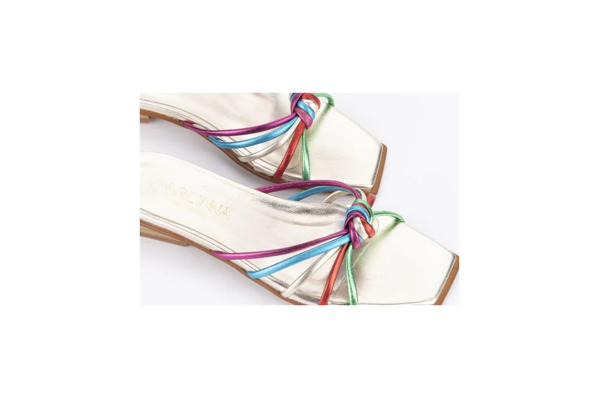 Mules à petit talon en cuir - Multicolore