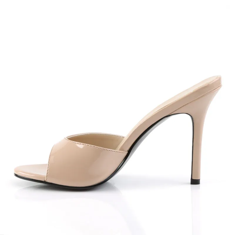 Mules à talon aiguille nude (beige) vernis petite taille 35 1/2 pas chère