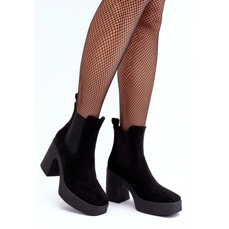 PS1 Bottines En Daim Sur Un Talon Haut Massif Noir Sunilda le noir