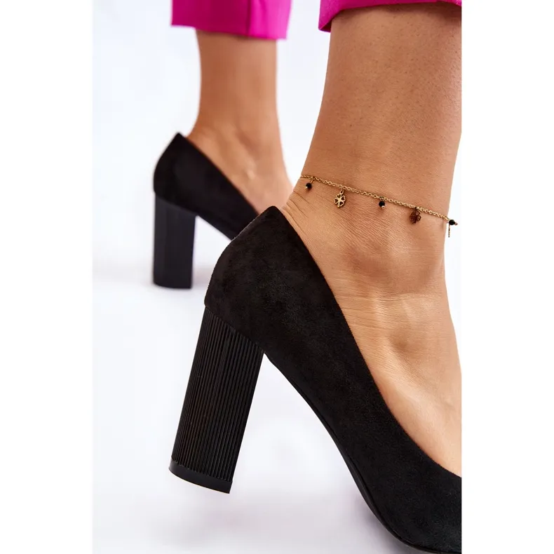 PS1 Escarpins En Daim Sur Un Talon à La Mode Noir Estellia le noir