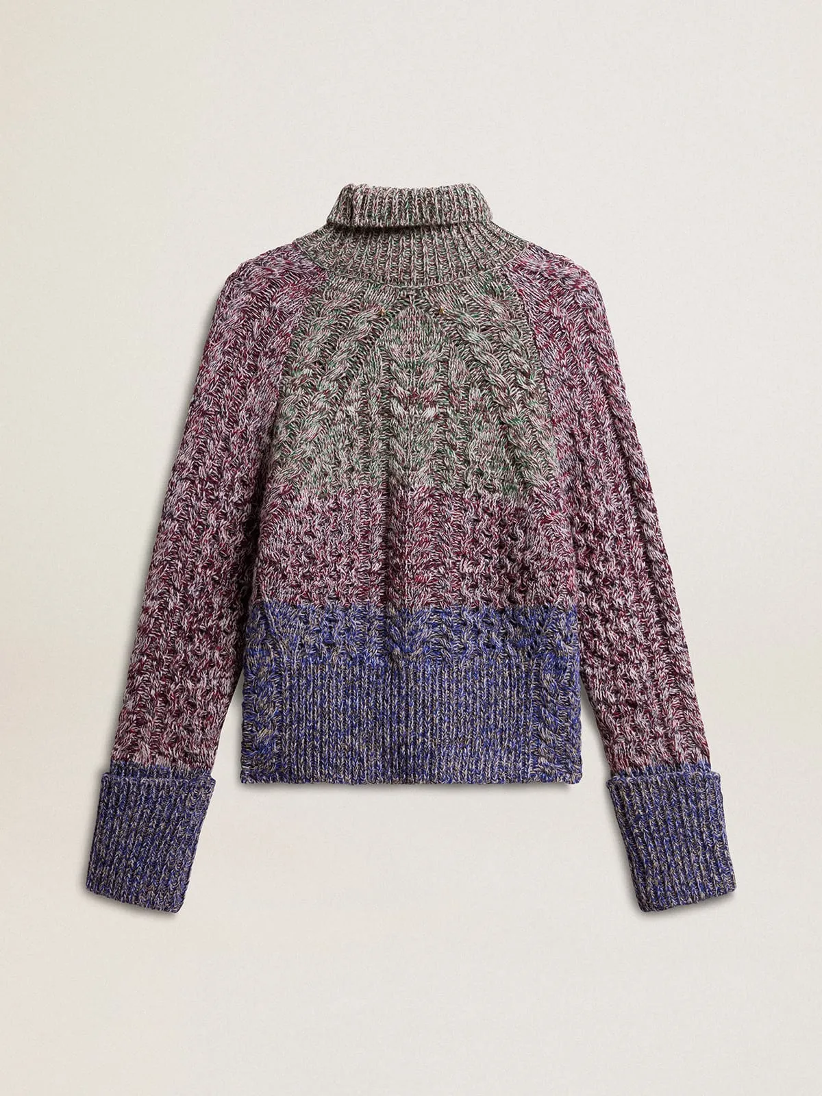 Pull col roulé pour femme en fil mouliné multicolore | Golden Goose
