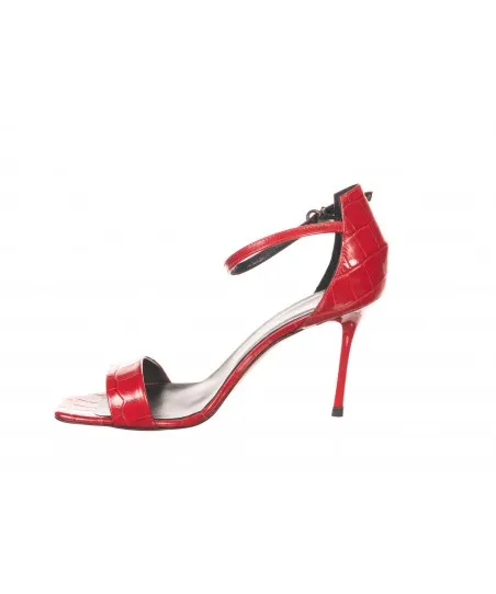 sandale femme effet croco rouge à talon signée OSMOSE Shoes Paris