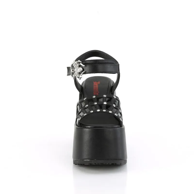 Sandale gothique plateforme noire à gros talon bloc 12 cm noire Demonia Cult femme