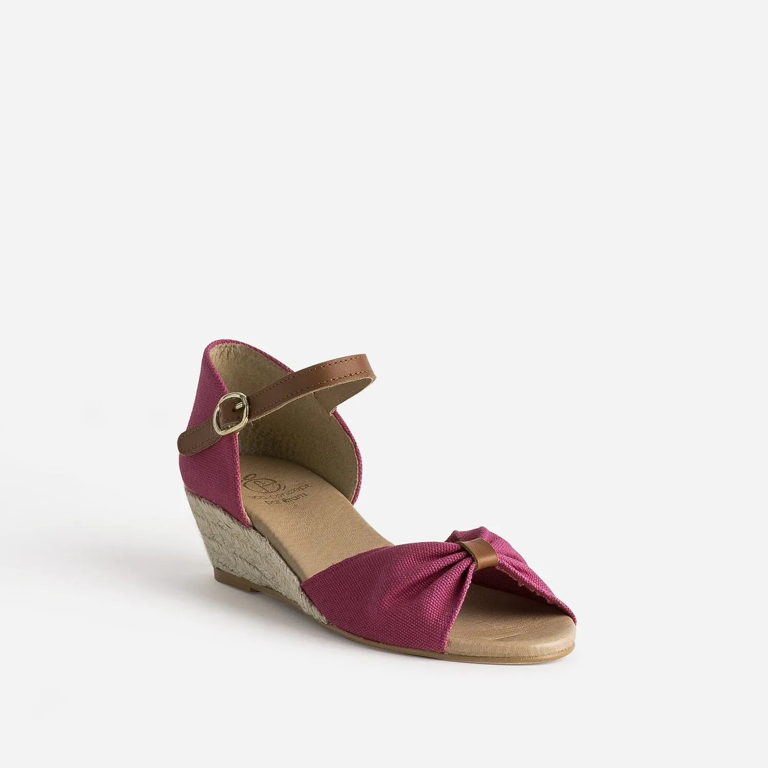 Sandale rose textile à petit talon compensé - Sandales Femme | ERAM