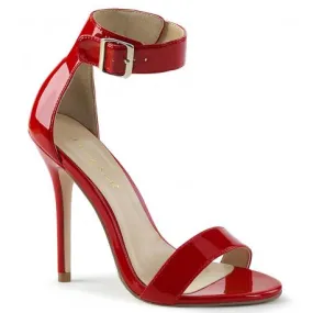 Sandale rouge vernis à talon aiguille sexy et bride | grande taille