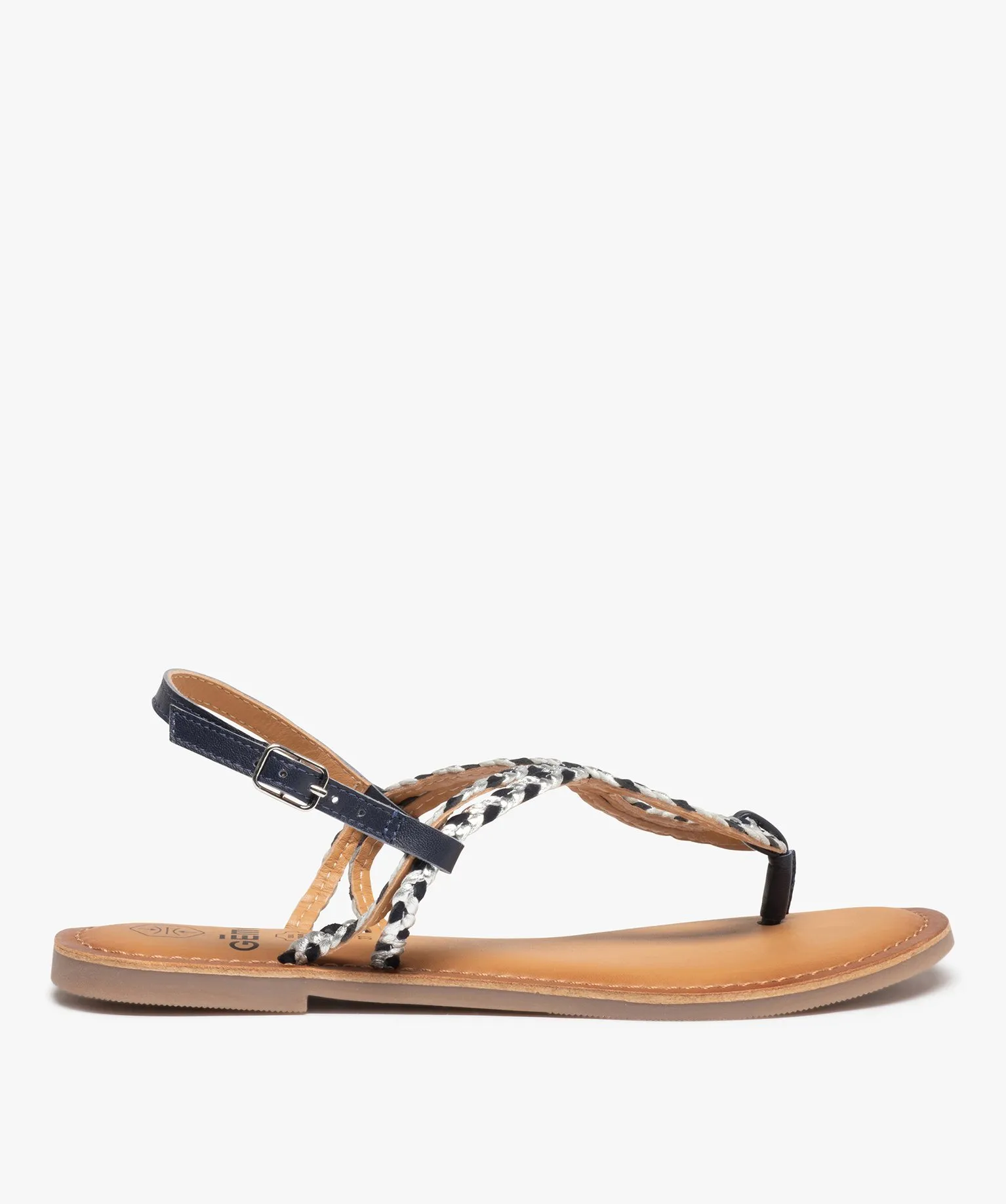 sandales femme a talon plat et brides tressees en cuir bleu sandales plates et nu-pieds