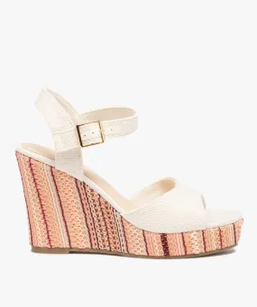 sandales femme compensees dessus et semelle en toile beige sandales a talon
