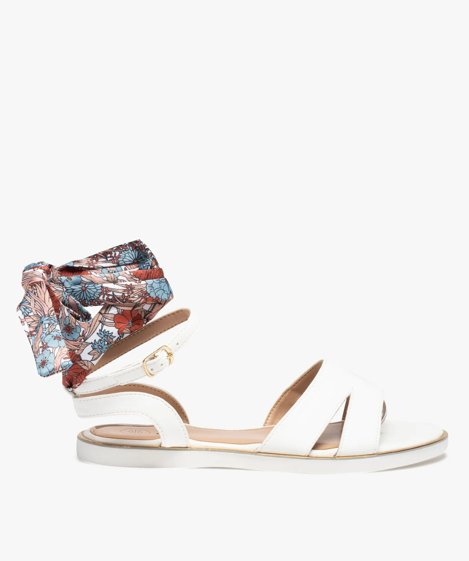 sandales femme unies a talon plat et bride foulard blanc sandales plates et nu-pieds