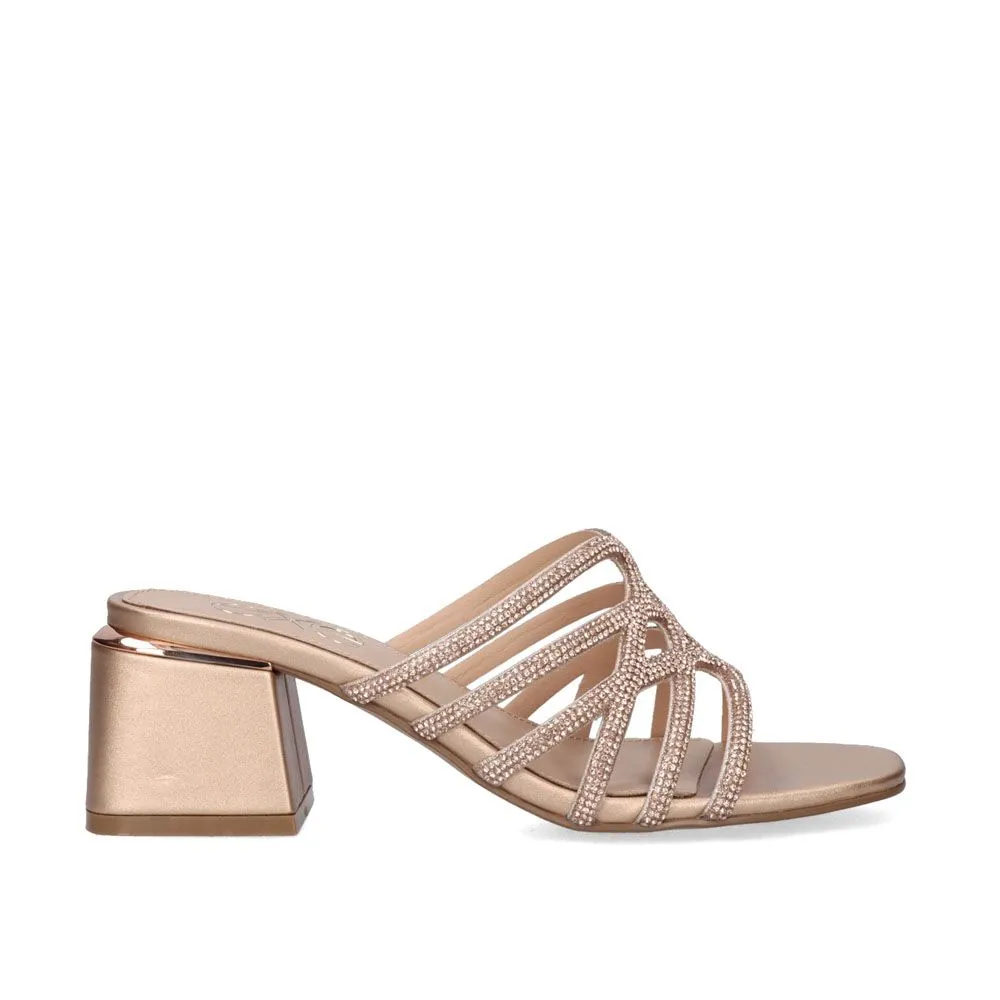 SANDALE À TALON CARMEN-286 STRASS OR ROSE