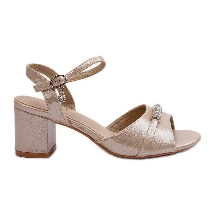 Vinceza Sandales en cuir écologique pour femmes sur un talon haut avec des décorations Narhi dorées d'or